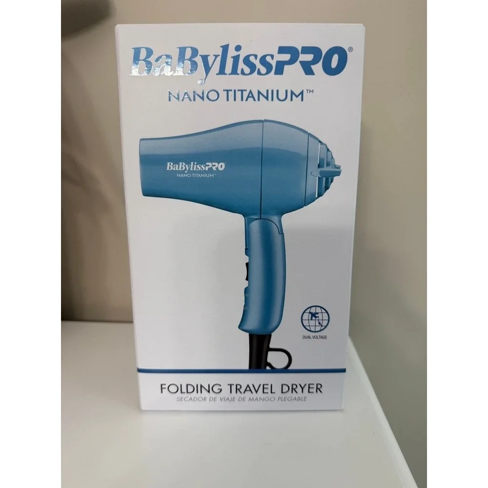 BaBylissPRO Nano Titanium Folding Travel Dryer Unisex OS Blue Dual Voltage NEW